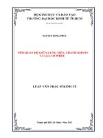 Luận văn thạc sĩ Mối quan hệ giữa cung tiền, thanh khoản và giá cổ phiếu