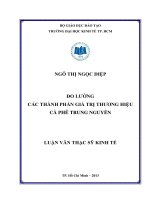 ĐO LƯỜNG CÁC THÀNH PHẦN GIÁ TRỊ THƯƠNG HIỆU CÀ PHÊ TRUNG NGUYÊN  LUẬN VĂN THẠC SĨ  NGÔ THỊ NGỌC DIỆ.PDF