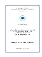 ĐÁNH GIÁ HIỆU QUẢ CHÍNH SÁCH QUẢN LÝ VÀ BẢO VỆ NGUỒN LỢI THỦY SẢN NGHIÊN CỨU TÌNH HUỐNG TẠI HỒ TRỊ AN - ĐỒNG NAI