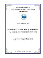 Luận văn thạc sĩ Giải pháp nâng cao hiệu quả tín dụng tại ngân hàng phát triển Tây Ninh