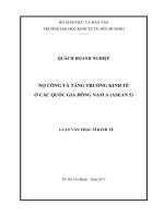 Luận văn thạc sĩ Nợ công và tăng trưởng kinh tế ở các nước Đông Nam Á (Asean 5)
