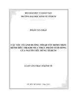Luận văn Các yếu tố ảnh hưởng tới quyết định chọn kênh siêu thị khi mua thực phẩm tươi sống của người tiêu dùng TPHCM