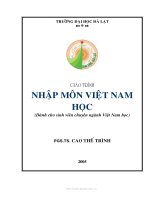 Giáo trình Nhập môn Việt Nam học  PGS TS. Cao Thế Trình