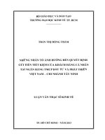 Những nhân tố ảnh hưởng đến quyết định gửi tiền tiết kiệm của khách hàng cá nhân tại ngân hàng TMCP đầu tư và phát triển Việt Nam - Chi nhánh Tây Ninh