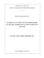 TÁC ĐỘNG CỦA CẤU TRÚC VỐN LÊN CHI PHÍ ĐẠI DIỆN CỦA NƠ - THỰC NGHIỆM TẠI CÁC CÔNG TY NIÊM YẾT VIỆT NAM.PDF