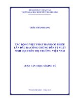 Luận văn thạc sĩ Tác động việc phát hành cổ phiếu lần đầu ra công chúng đến tỷ suất sinh lợi trên thị trường Việt Nam