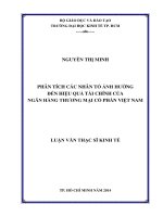 Luận văn Thạc sĩ 2014 Phân tích các nhân tố ảnh hưởng đến hiệu quả tài chính của ngân hàng TMCP Việt Nam