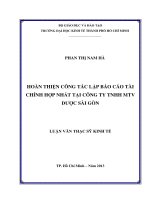 Hoàn thiện công tác lập báo cáo tài chính hợp nhất tại công ty TNHH MTV dược Sài Gòn