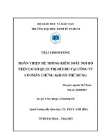 Luận văn thạc sĩ  Hoàn thiện hệ thống kiểm soát nội bộ trên cơ sở quản trị rủi ro tại Công ty cổ phần chứng khoán Phú Hưng