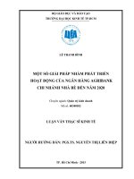Luận văn thạc sĩ Một số giải pháp nhằm phát triển hoạt động của Ngân hàng Agribank - Chi nhánh Nhà Bè đến năm 2020
