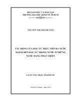 Luận văn thạc sĩ Tác động của đầu tư trực tiếp ra nước ngoài đến đầu tư trong nước ở những nước đang phát triển