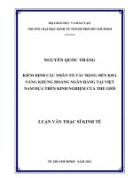 Luận văn Kiểm định các nhân tố tác động đến khả năng khủng hoảng ngân hàng tại Việt Nam dựa trên kinh nghiệm của thế giới