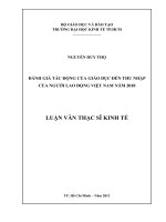 Luận văn thạc sĩ Đánh giá tác động của giáo dục đến thu nhập của người lao động Việt Nam năm 2010