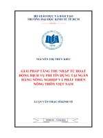 Luận văn thạc sĩ Giải pháp tăng thu nhập từ hoạt động dịch vụ tín dụng tại Ngân hàng nông nghiệp và phát triển nông thôn Việt Nam