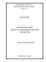 Luận văn Thạc sĩ Giải pháp phát triển quỹ đầu tư chứng khoán dạng mở tại Việt Nam