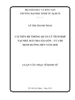 Luận văn thạc sĩ  Cải tiến hệ thống quản lý tích hợp tại nhà máy bia Sài Gòn - Củ Chi định hướng đến năm 2020