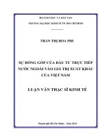 Luận văn thạc sĩ Sự đóng góp của đầu tư trực tiếp nước ngoài vào giá trị xuất khẩu của Việt Nam