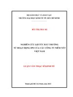 Luận văn thạc sĩ Nghiên cứu lợi tức bất thường từ hoạt động IPO của các Công ty niêm yết Việt Nam