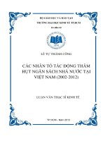 Luận văn thạc sĩ  Các nhân tố tác động thâm hụt ngân sách nhà nước tại Việt Nam ( 2002 - 2012)