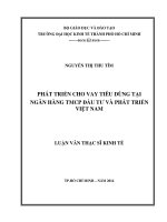 Luận văn thạc sĩ Phát triển cho vay tiêu dùng tại Ngân hàng thương mại cổ phần đầu tư và phát triển Việt Nam