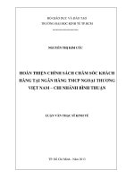 Luận văn thạc sĩ  Hoàn thiện chính sách chăm sóc khách hàng tại Ngân hàng Thương mại cổ phần ngoại thương Việt Nam - Chi nhánh Bình Thuận