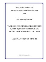 Tác động của chính sách cổ tức đến sự biến động giá cổ phiếu, bằng chứng thực nghiệm tại Việt Nam