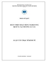 Hoàn thiện hoạt động Marketing dịch vụ tại Thương xá Tax Luận văn thạc sĩ 2013