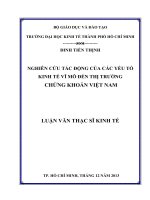 Luận văn Thạc sĩ Nghiên cứu các tác động của các yếu tố kinh tế vĩ mô đến thị trường chứng khoán Việt Nam