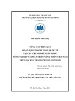Luận văn thạc sĩ Nâng cao hiệu quả hoạt động thanh toán quốc tế tại các chi nhánh Ngân hàng nông nghiệp và phát triển nông thôn Việt Nam trên địa bàn TP