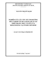 Nghiên cứu các yếu tố ảnh hưởng đến ý định tái mua quân áo thời trang trực tuyến của khách hàng tại TPHCM