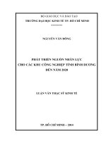 Luận văn Phát triển nguồnh nhân lực cho các khu công nghiệp tỉnh Bình Dương đến năm 2020