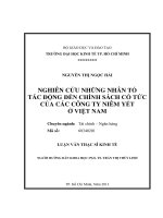 Nghiên cứu những nhân tố tác động đến chính sách cổ tức của các công ty niêm yết ở Việt Nam
