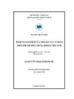 Luận văn thạc sĩ Hành vi giao dịch của nhà đầu tư cá nhân trên thị trường chứng khoán Việt Nam