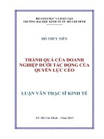 Luận văn thạc sĩ Thành quả của doanh nghiệp dưới tác động của quyền lực CEO