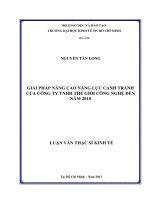 Luận văn Giải pháp nâng cao năng lực cạnh tranh của công ty TNHH thế giới công nghệ đến năm 2018