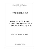 Luận văn Thạc sĩ Nghiên cứu các yếu tố kinh tế quyết định rủi ro hệ thống trên thị trường chứng khoán Việt Nam