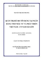 QUẢN TRỊ RỦI RO TÍN DỤNG TẠI NGÂN HÀNG THƯƠNG MẠI CỔ PHẦN ĐẦU TƯ VÀ PHÁT TRIỂN VIỆT NAM - CHI NHÁNH NAM SÀI GÒN LUẬN VĂN THẠC SĨ.PDF