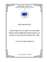 Chuyển dịch cơ cấu kinh tế ngành theo hướng công nghiệp hóa, hiện đại hóa của huyện Củ Chi, TPHCM giai đoạn 2013 - 2020 Luận văn thạc sĩ 2013