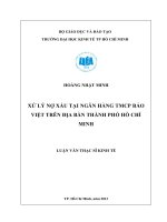 XỬ LÝ NỢ XẤU TẠI NGÂN HÀNG THƯƠNG MẠI CỔ PHẦN BẢO VIỆT TRÊN ĐỊA BÀN TP.HCM