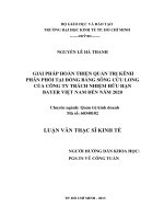 Luận văn Giải pháp hoàn thiện quản trị kênh phân phối tại đồng bằng sông Cửu Long của công ty TNHH Bayer Việt Nam đến năm 2020