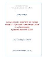Luận văn thạc sĩ Sự hài lòng của bệnh nhân nội trú đối với chất lượng dịch vụ khám chữa bệnh của các bệnh viện tại thành phố Long Xuyên