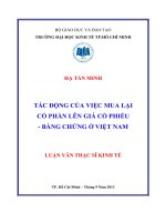 Luận văn thạc sĩ Tác động của việc mua lại cổ phần lên giá cổ phiếu - Bằng chứng ở Việt Nam