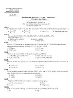 Đề thi kiểm tra chất lượng lớp 12 lần 1 năm học 201420015 môn Hoá học: Khối AB (Mã đề 001)  Trường THPT chuyên Hùng Vương