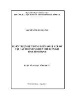 Luận văn Thạc sĩ 2014 Hoàn thiện hệ thống kiểm soát rủi ro tại các doanh nghiệp chế biến gỗ tỉnh Bình Định
