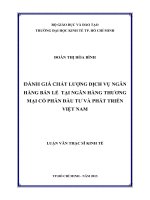Luận văn Đành giá chất lượng dịch vụ ngân hàng bán lẻ tại ngân hàng thương mại cổ phần đầu tư và phát triển Việt Nam