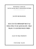 BÁO CÁO TÀI CHÍNH HỢP NHẤT TẠI CÔNG TY DU LỊCH SÀI GÒN - THỰC TRẠNG VÀ GIẢI PHÁP.PDF