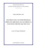 giải thích tính minh bạch thông tin treenn báo cáo tài chính của ngân hàng việt nam