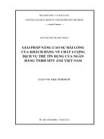 Luận văn thạc sĩ Giải pháp nâng cao sự hài lòng của khách hàng về chất lượng dịch vụ thẻ tín dụng của Ngân hàng TNHH MTV ANZ Việt Nam