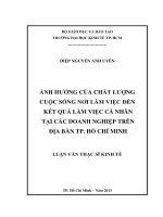 Luận văn thạc sỹ Ảnh hưởng của chất lượng cuộc sống nơi làm việc đến kết quả làm việc cá nhân tại các doanh nghiệp trên địa bàn TPHCM
