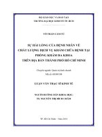 Luận văn thạc sĩ Sự hài lòng của bệnh nhân về chất lượng dịch vụ khám chữa bệnh tại phòng khám đa khoa trên địa bàn TPHCM